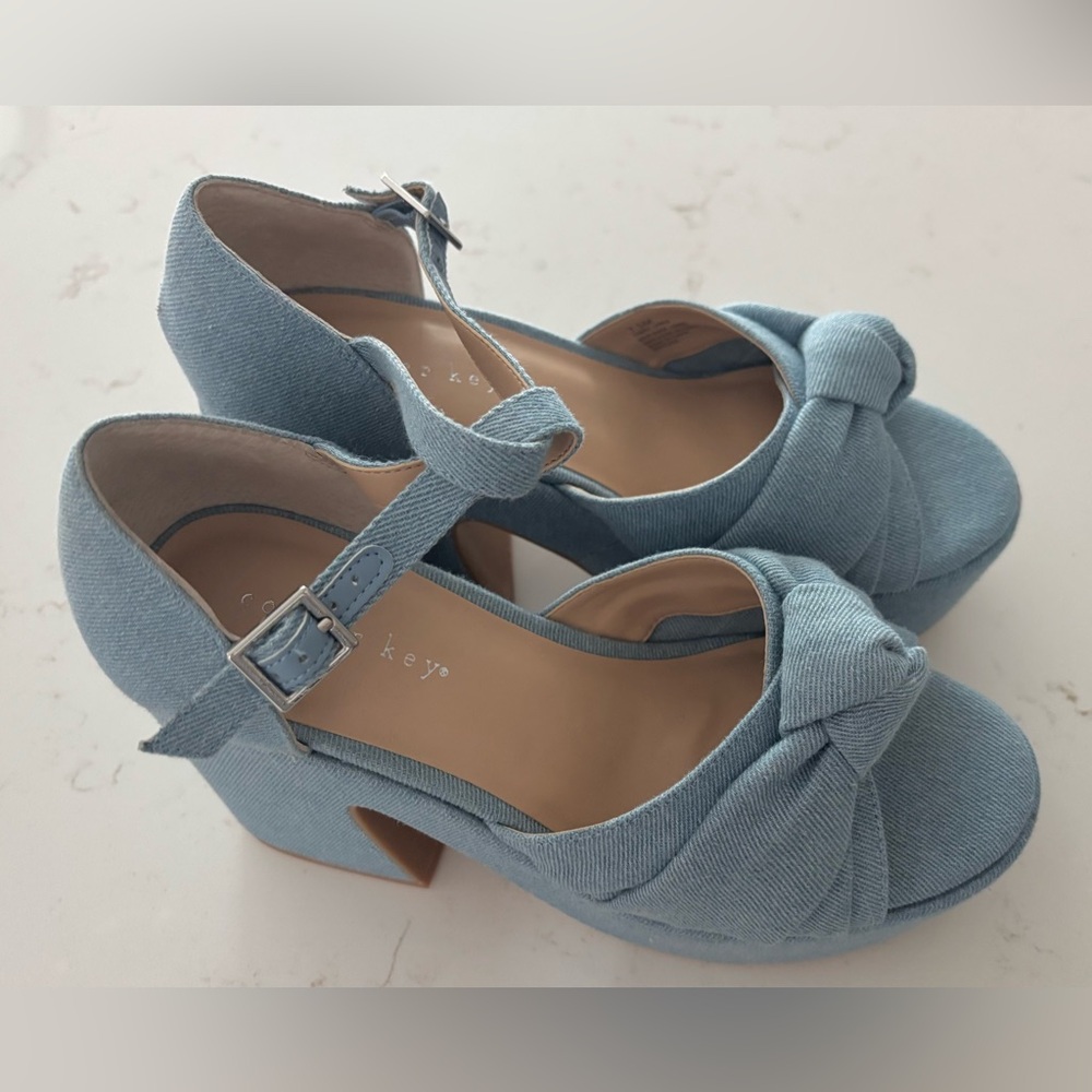 Copper Key Denim Platform Heels size 7.5 New